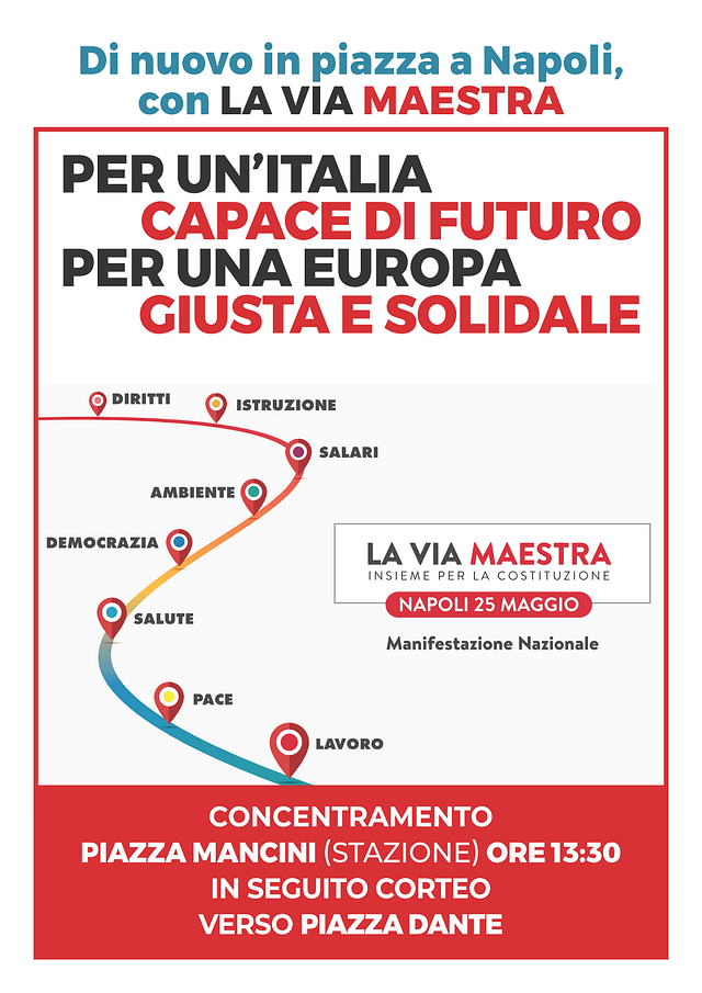 "La Via Maestra": il 25 maggio a Napoli per la Costituzione